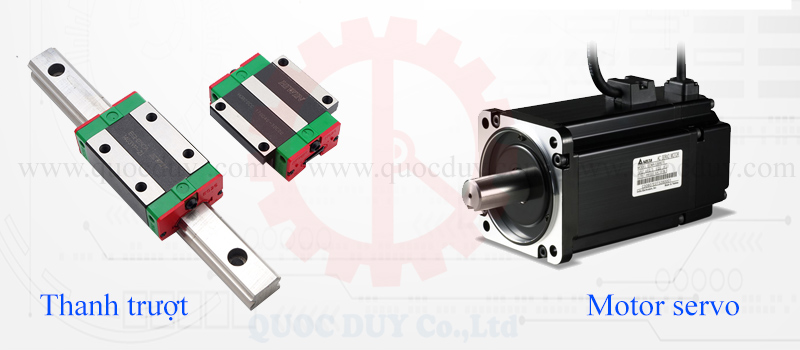 Thanh trượt và  motor servo máy khoan 2 chiều tự động cnc | Quốc Duy