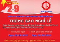 THÔNG BÁO LỊCH NGHỈ LỄ QUỐC KHÁNH 2019 