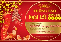 Thông báo lịch nghỉ tểt dương lịch 2019 - Máy chế biến gỗ Quốc Duy